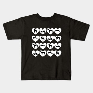 Greyhounds in White Love Hearts Kids T-Shirt